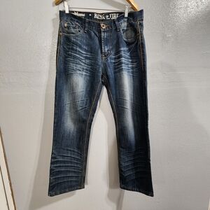 Ring of Fire Los Angelos Men's Blue Jeans Slim Straight 34x30
